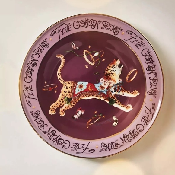 NWT Anthropologie Twelve Days of Christmas 2024 Dessert Plate Five Golden Rings - Picture 1 of 1